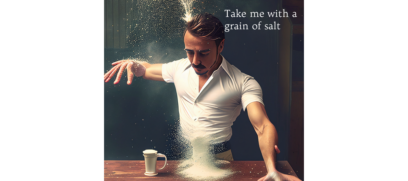 Salt Bae meme: take this with a grain of salt.