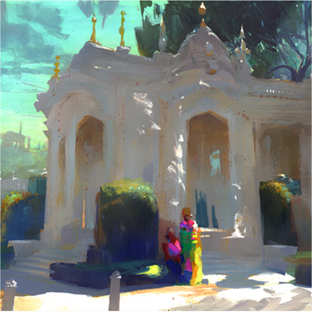 Nathan Fawkes study of a building, emphasizing color and light.