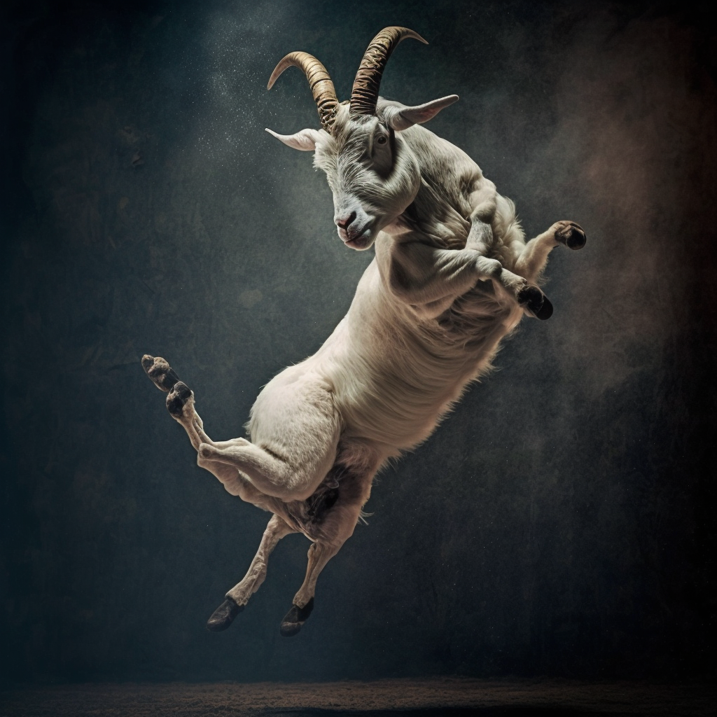 Illustration of a goat playing a guitar.